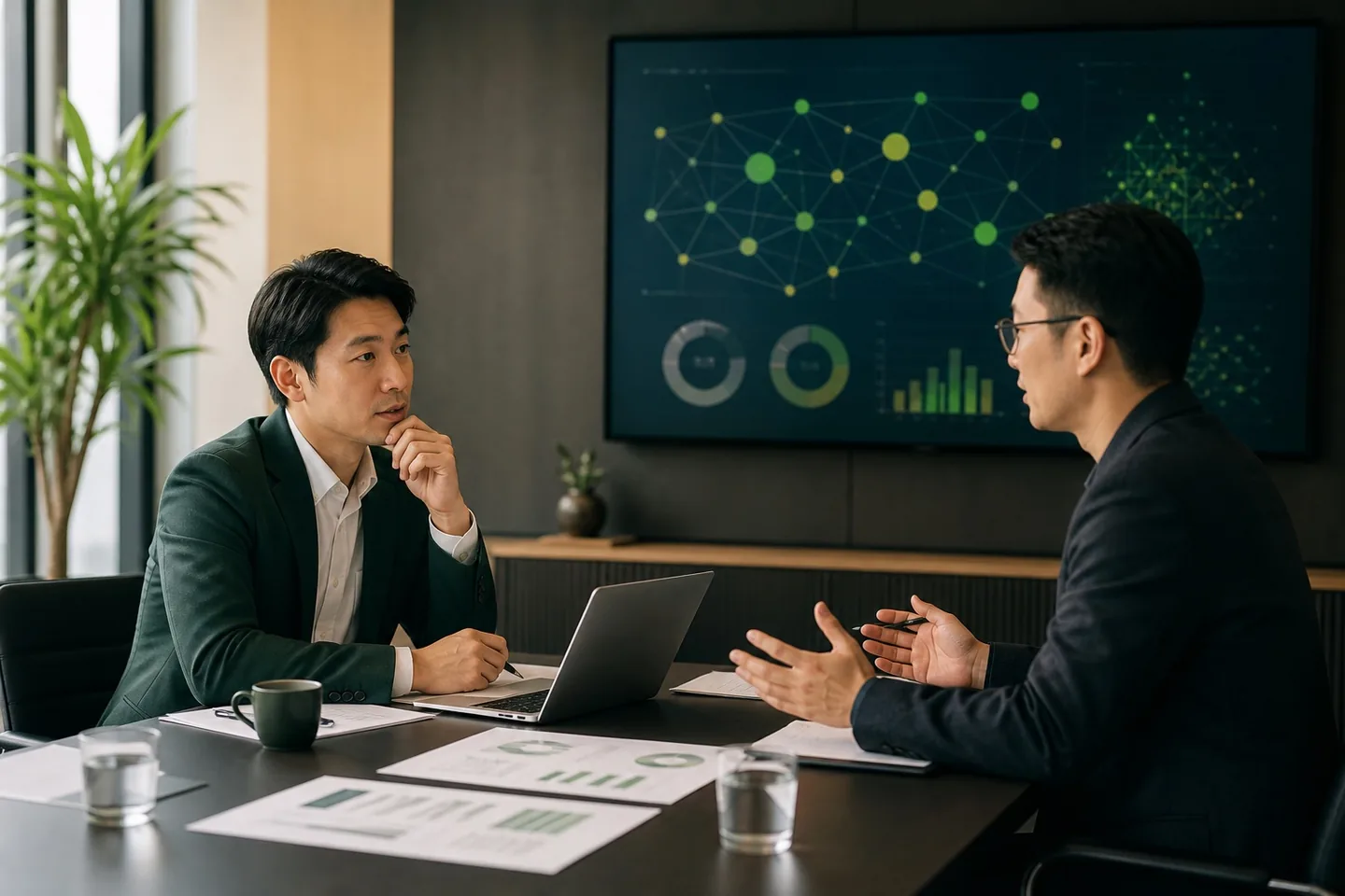 企業負責人與AI顧問評估數據和實際業務需要